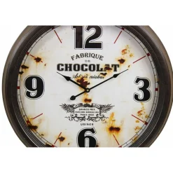 DÉCORATION D'AUTREFOIS - Horloge ancienne murale fabrique de chocolat métal blanc - décoration d'autrefois