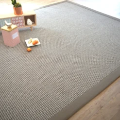 DÉCOWEB - Tapis de salon - lombok silver - ganse lin marron taupe - 250 x 350 cm