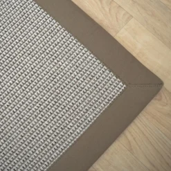 DÉCOWEB - Tapis de salon - lombok silver - ganse lin marron taupe - 200 x 200 cm