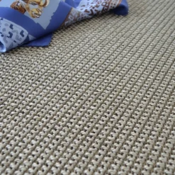DÉCOWEB - Tapis de salon - lombok silver - ganse lin marron taupe - 200 x 200 cm