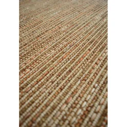 DÉCOWEB - Tapis intérieur / extérieur en tissé plat - bornéo nature - ganse caramel - 140 x 200 cm
