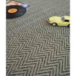 DÉCOWEB - Tapis intérieur / extérieur - java chevron silver - ganse anthracite - 160 x 230 cm