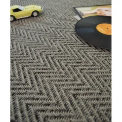 DÉCOWEB - Tapis intérieur / extérieur - java chevron silver - ganse anthracite - 160 x 230 cm