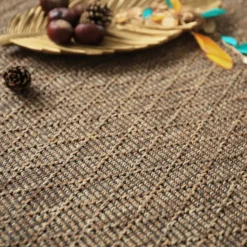 DÉCOWEB - Tapis intérieur / extérieur timika - marron camel - galon marron - 200 x 290 cm
