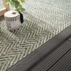 DÉCOWEB - Tapis intérieur / extérieur - java chevron silver - ganse anthracite - 200 x 290 cm