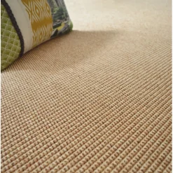 DÉCOWEB - Tapis intérieur / extérieur en tissé plat - lombok naturel - ganse caramel - 250 x 350 cm