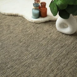 DÉCOWEB - Tapis intérieur / extérieur nusa - écorce - ganse anthracite - 140 x 200 cm