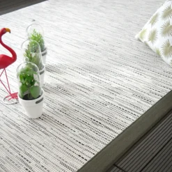 DÉCOWEB - Tapis intérieur / extérieur - bornéo blanc - ganse anthracite - 140 x 200 cm