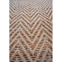 DÉCOWEB - Tapis intérieur / extérieur - java chevron nature - ganse marron - 200 x 290 cm