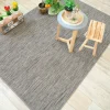 DÉCOWEB - Tapis intérieur / extérieur en tissé plat - bornéo silver - galon couleur lin - 200 x 200 cm