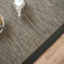 DÉCOWEB - Tapis intérieur / extérieur - bornéo silver - ganse polypropylène anthracite - 80 x 150 cm