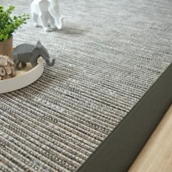 DÉCOWEB - Tapis intérieur / extérieur - bornéo silver - ganse polypropylène anthracite - 80 x 150 cm