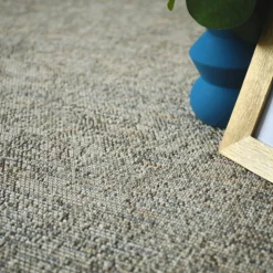 DÉCOWEB - Tapis intérieur / extérieur jambi - nuances gris perle - ganse grise - 120 x 170 cm