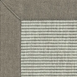 DÉCOWEB - Tapis intérieur / extérieur nusa - blanc craie - ganse marron glacé - 120 x 170 cm