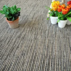 DÉCOWEB - Tapis intérieur / extérieur - bornéo silver - ganse polypropylène anthracite - 140 x 200 cm