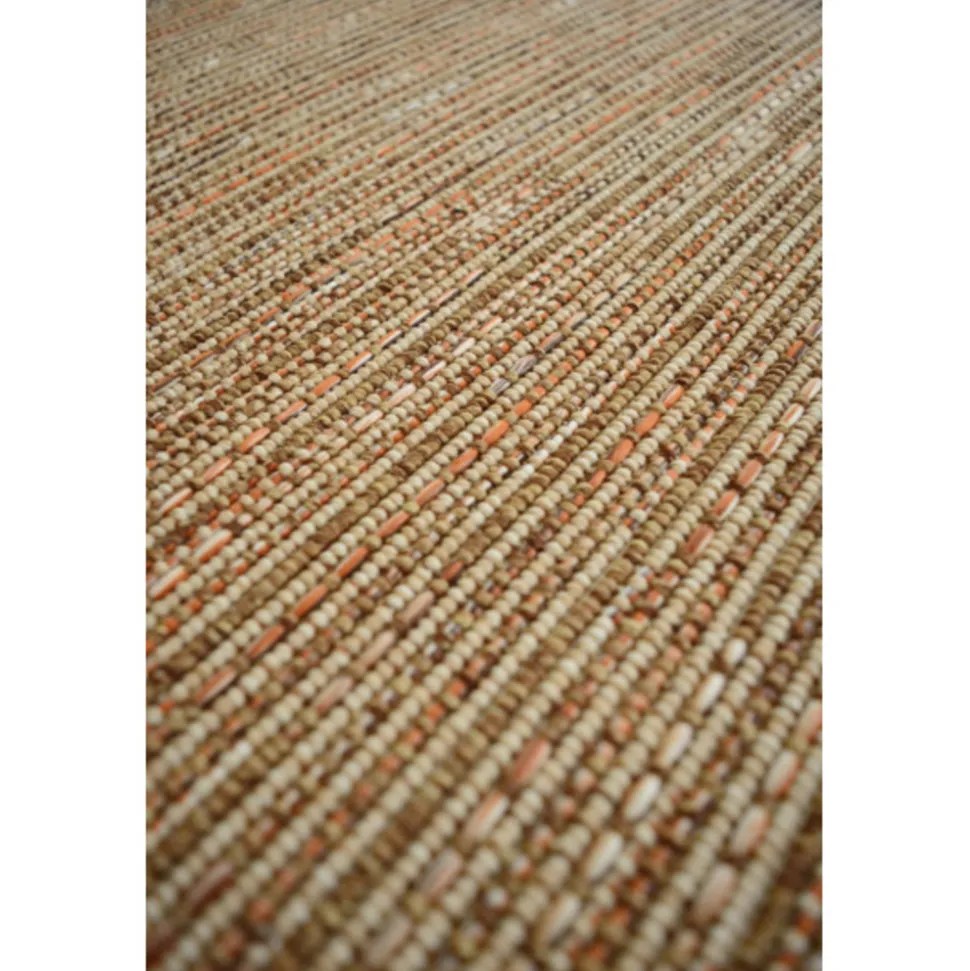 DÉCOWEB - Tapis intérieur / extérieur en tissé plat - bornéo nature - ganse caramel - 200 x 290 cm
