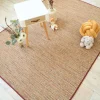 DÉCOWEB - Tapis intérieur / extérieur en tissé plat - bornéo nature multicolore - galon bordeaux - 200 x 290 cm