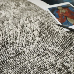 DÉCOWEB - Tapis intérieur / extérieur jambi - nuances gris minéral - ganse anthracite - 120 x 170 cm