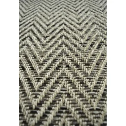 DÉCOWEB - Tapis intérieur / extérieur - java chevron silver - ganse noire - 250 x 350 cm