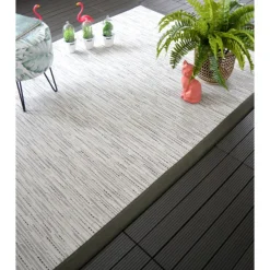 DÉCOWEB - Tapis intérieur / extérieur - bornéo blanc - ganse anthracite - 120 x 170 cm
