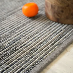 DÉCOWEB - Tapis intérieur / extérieur en tissé plat - bornéo silver - galon couleur lin - 140 x 200 cm