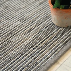 DÉCOWEB - Tapis intérieur / extérieur en tissé plat - bornéo silver - galon couleur lin - 160 x 230 cm