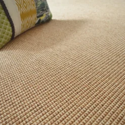 DÉCOWEB - Tapis intérieur / extérieur en tissé plat - lombok naturel - ganse caramel - 140 x 200 cm
