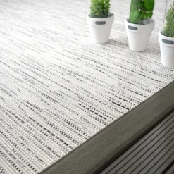 DÉCOWEB - Tapis intérieur / extérieur - bornéo blanc - ganse anthracite - 80 x 150 cm