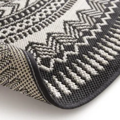 DÉCOWEB - Tapis rond d'extérieur ou d'intérieur - mandala - noir - ø 120 cm