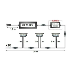 DECKLINEA - 10 spots led à encastrer - blanc chaud - transformateur 30w - sofia - plug & play - dimmable