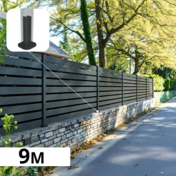DECKLINEA - Kit clôture aluminium ajourée sur muret olinda anthracite 9,20x1,8m - lames ajourées 21x100x1780 mm - brise vue - palissade