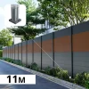 DECKLINEA - Kit clôture aluminium bahia & cruz teck 11,03x1,8m - aluminium et bois composite - poteaux sur platines gris - occultation