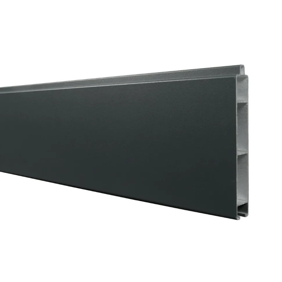 DECKLINEA - Kit clôture aluminium bahia & cruz teck 12,85x1,8m - aluminium et bois composite - poteaux sur platines gris - occultation