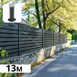 DECKLINEA - Kit clôture aluminium ajourée sur muret olinda anthracite 12,85x1,8m - lames ajourées 21x100x1780 mm - brise vue - palissade