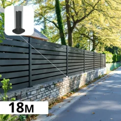 DECKLINEA - Kit clôture aluminium ajourée sur muret olinda anthracite 18,33x1,8m - lames ajourées 21x100x1780 mm - brise vue - palissade