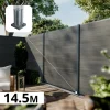 DECKLINEA - Kit clôture composite cruz ardoise 14,5x1,8m - bois composite & aluminium - poteaux sur platines gris - brise vue - palissade