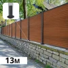 DECKLINEA - Kit clôture composite sur muret santos teck 13x1,8m - bois composite & aluminium - poteaux sur platines gris - brise vue