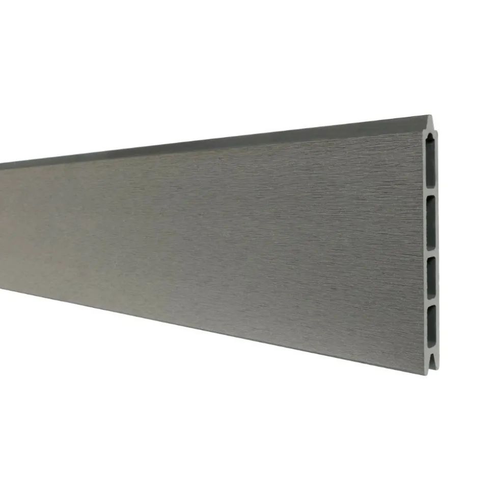 DECKLINEA - Kit clôture composite sur muret rio platine 9x1,8m - bois composite & aluminium - poteaux sur platines gris - brise vue