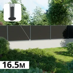 DECKLINEA - Kit clôture composite sur muret rio anthracite 16,5x1,8m - bois composite & aluminium - poteaux sur platines gris - brise vue