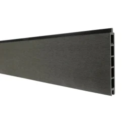 DECKLINEA - Kit clôture composite sur muret rio anthracite 14,5x1,8m - bois composite & aluminium - poteaux sur platines noir - brise vue