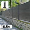 DECKLINEA - Kit clôture composite sur muret santos ardoise 16,5x1,8m - bois composite & aluminium - poteaux sur platines gris - brise vue
