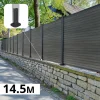 DECKLINEA - Kit clôture composite sur muret santos ardoise 14,5x1,8m - bois composite & aluminium - poteaux sur platines gris - brise vue