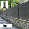 DECKLINEA - Kit clôture composite sur muret santos ardoise 9x1,8m - bois composite & aluminium - poteaux sur platines gris - brise vue