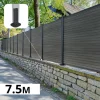 DECKLINEA - Kit clôture composite sur muret santos ardoise 7,5x1,8m - bois composite & aluminium - poteaux sur platines gris - brise vue
