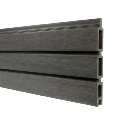 DECKLINEA - Kit clôture composite sur muret santos ardoise 7,5x1,8m - bois composite & aluminium - poteaux sur platines gris - brise vue