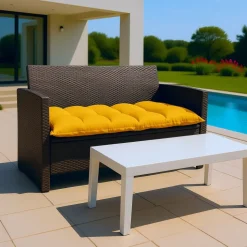 DECO ARTS - Coussin capitonné confort intérieur extérieur 120x60cm - jaune miel