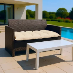 DECO ARTS - Coussin capitonné confort intérieur extérieur 120x60cm - beige