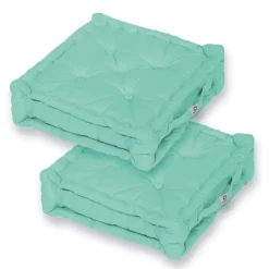 DECO ARTS - Coussin de sol lot de 2 - 50 x 50 cm vert mint