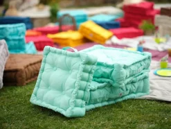 DECO ARTS - Coussin de sol lot de 2 - 50 x 50 cm vert mint