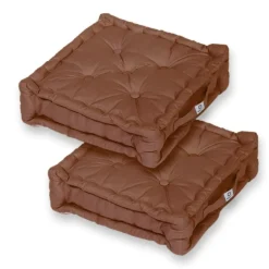 DECO ARTS - Coussin de sol lot de 2 - 50 x 50 cm rouille